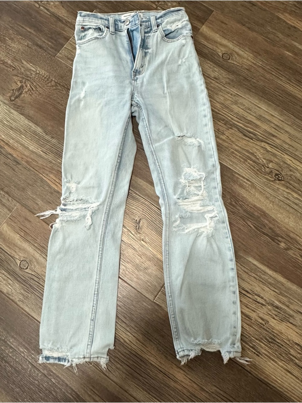 Abercrombie & Fitch the ankle straight ultra high rise women’s 24/00r distressed